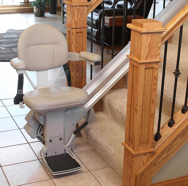 Bruno elite stair lift at bottom of stairs