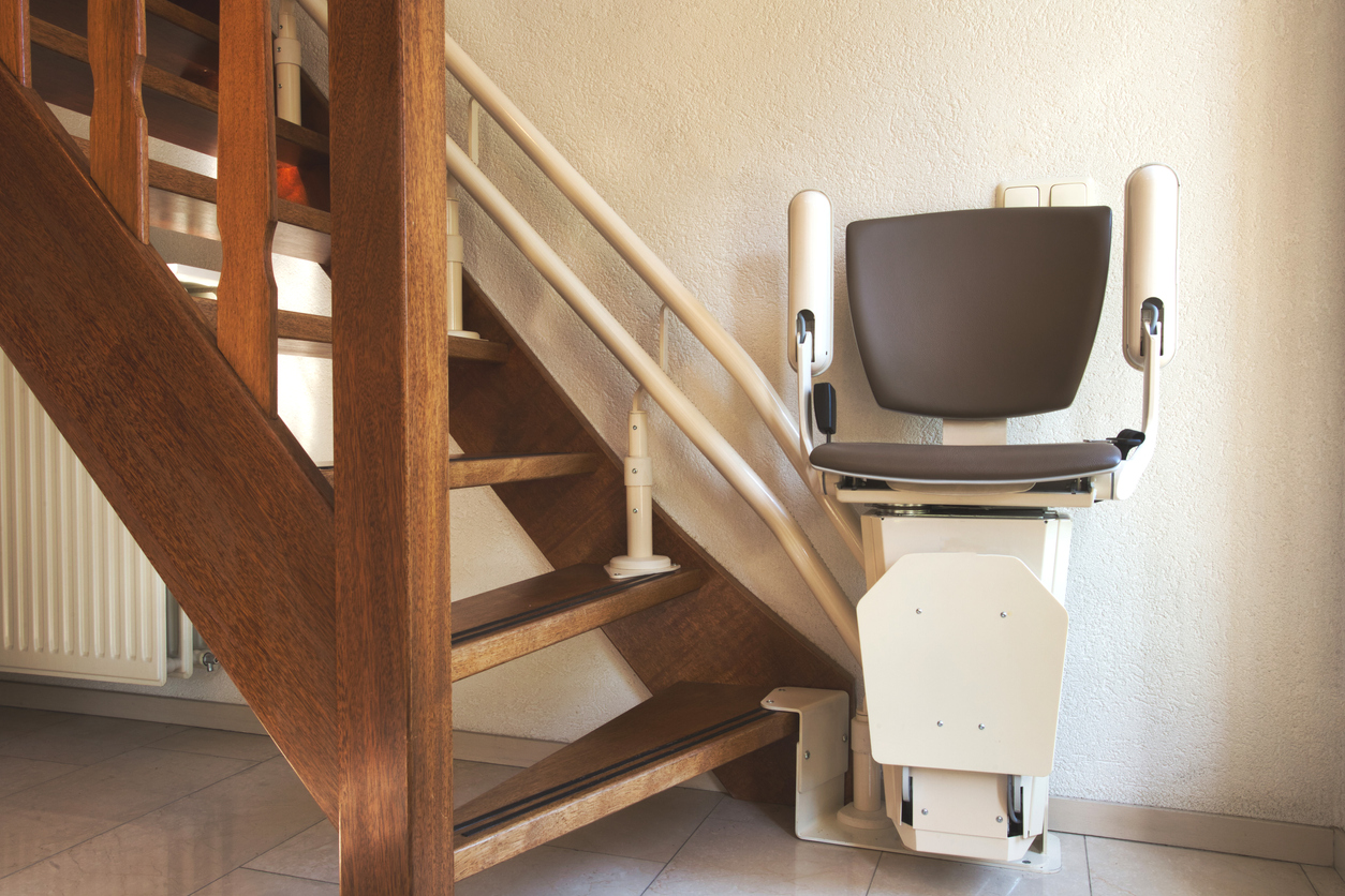 Automatic used stair lift on staircase